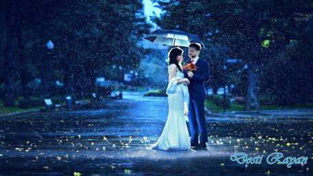 Enchanted Love in the Rain wallpaper