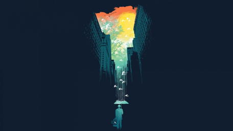 Ethereal Cityscape at Twilight wallpaper