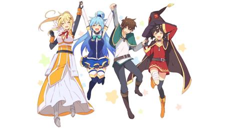 Four Anime Adventurers Ready for Action wallpaper