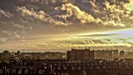 Golden Hour Over Urban Skyline wallpaper