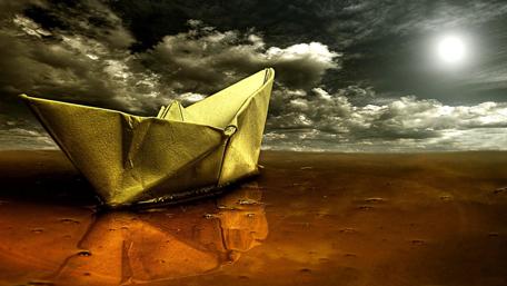 Sailing Through Dreamscapes with a Paper Boat wallpaper