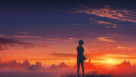 Silhouette of Solitude at Sunset wallpaper