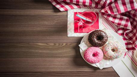 Delightful Donuts and Pink Smoothie wallpaper