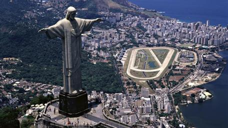 Iconic Cityscape with Christ the Redeemer Statue wallpaper