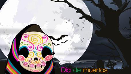 Dia de Muertos Nighttime Celebration Scene wallpaper