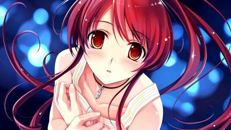 Enigmatic Anime Beauty in Blue wallpaper