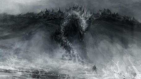 Mighty Dragon Emerges from the Mist wallpaper