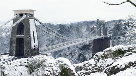 Winter Serenity of the Suspension Bridge wallpaper