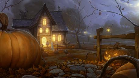 Enchanting Halloween Night Scene wallpaper
