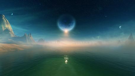 Mystical Galactic Horizon Fantasy World wallpaper
