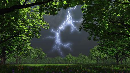 Electric Nature's Fury in a Stormy Landscape wallpaper