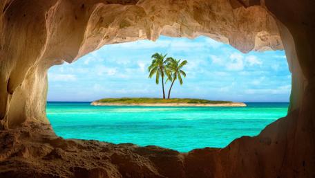 Old Indian cave on Turks and Caicos Island wallpaper