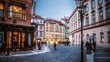Charming City Street at Dusk wallpaper