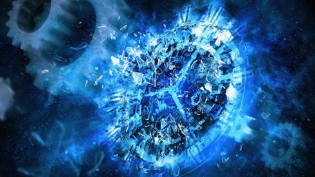 Shattered Timepiece in Cosmic Blue wallpaper