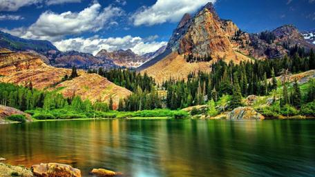 Majestic Mountain and Serene Lake Landscape wallpaper