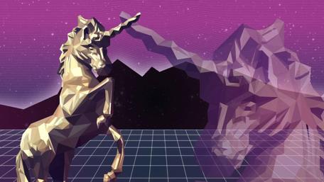 Majestic Low-Poly Unicorn in Retro Twilight wallpaper