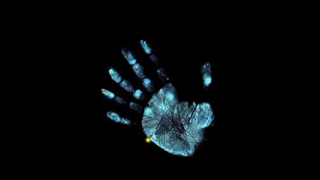 Blue handprint wallpaper