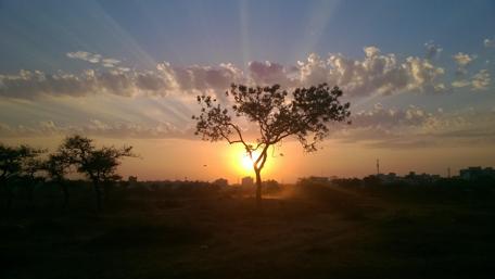 Golden Sunset Over Tranquil Landscape wallpaper
