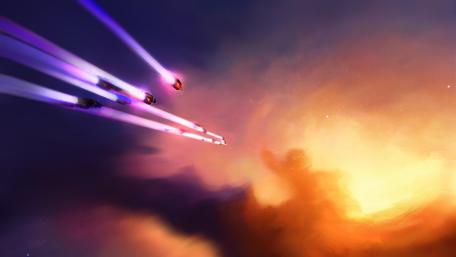 Celestial Odyssey in Vibrant Hues wallpaper