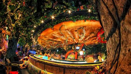 Enchanting Jungle Oasis in a Bar Setting wallpaper