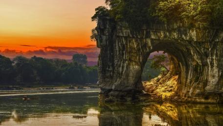 Sunset Through the Stone Arch wallpaper