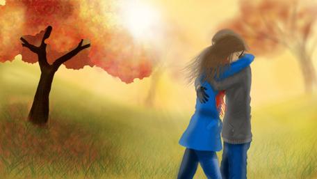 Warm Embrace in Autumn Glow wallpaper