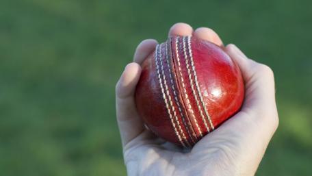 Classic Red Cricket Ball in Hand wallpaper