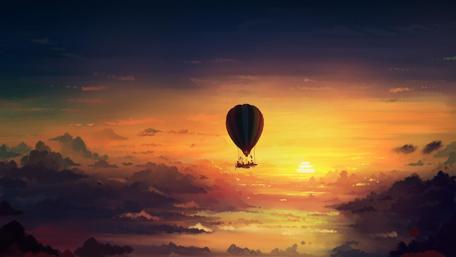 Dreamy Hot Air Balloon Adventure Above the Horizon wallpaper