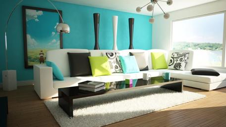 Vibrant Living Room with Modern Style wallpaper