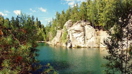 Serene Lake Surrounded by Lush Greenery wallpaper