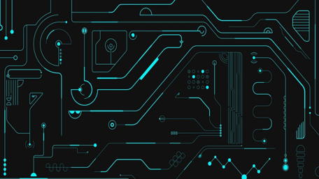 Circuit Board Blueprint in Neon wallpaper