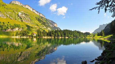 Tranquil Mountain Reflections in Nature's Embrace wallpaper