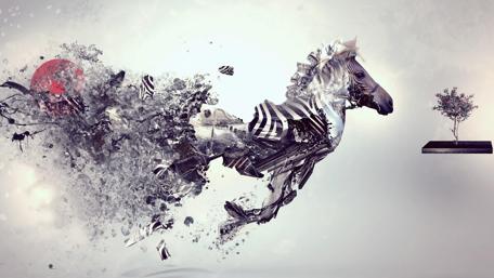Zebra in Motion Embracing Fantasy World wallpaper