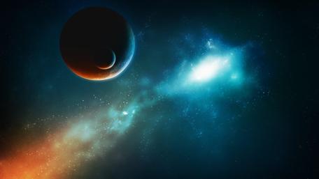 Stunning Cosmic Landscape with Celestial Bodies and Stars wallpaper