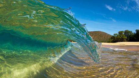 Crystal Clear Wave on a Sunny Beach wallpaper
