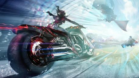Futuristic Ride Through a Vivid Landscape wallpaper
