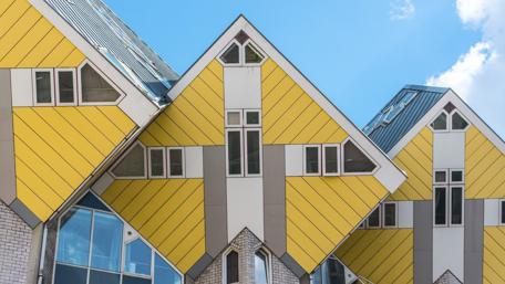 Unique Architecture in a Modern City Scene wallpaper