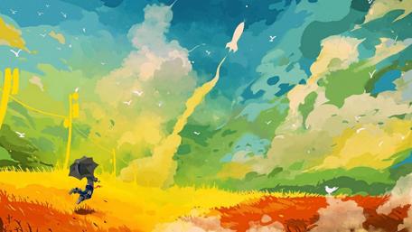 Fantasy Flight Over a Colorful Landscape wallpaper