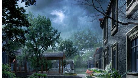 Rainy Serenity at a Cozy House wallpaper
