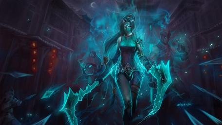 Dark Warrior in a Neon Mist wallpaper