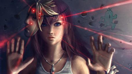 Mystic Gaze in a Futuristic Realm wallpaper