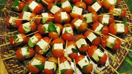 Fresh Tomato and Cheese Skewers for Appetizers Delight wallpaper
