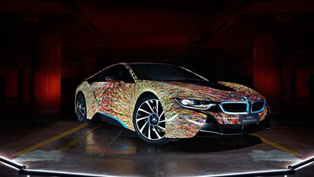 Vibrant BMW i8 Art Car Design Wallpaper wallpaper