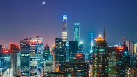 Vibrant Nightscape of Shanghai City Lights wallpaper