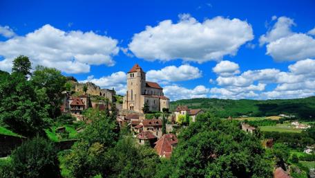 Enchanted Hillside Village in France's Countryside wallpaper