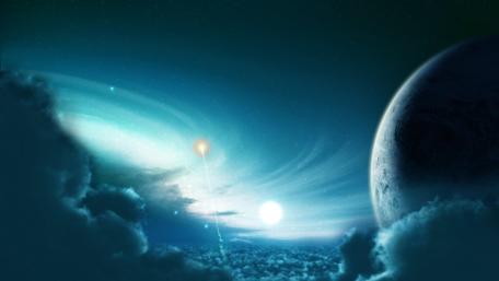 Cosmic Serenity in Midnight Blues wallpaper