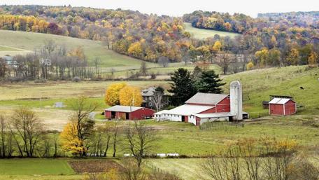 Serene Autumn Farm Landscape wallpaper
