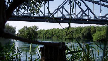 Serene River View Under the Bridge wallpaper