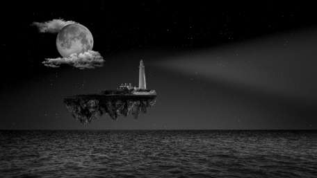 Lighthouse in the Sky Amidst the Stars wallpaper