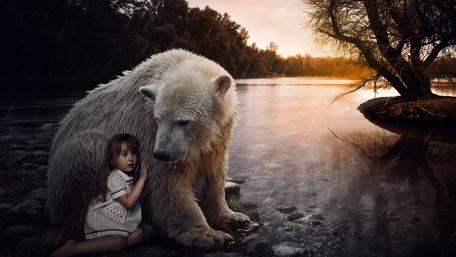 Whimsical Encounter by the Lake wallpaper
